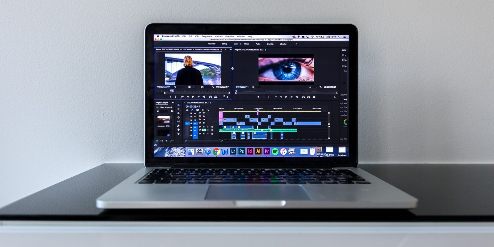 Premiere Pro open in MacBook