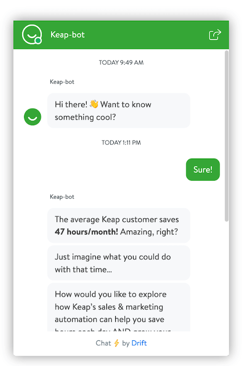 keap chatbot example