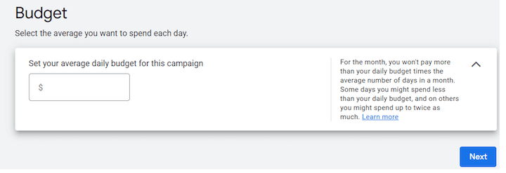 google ads set average daily budget