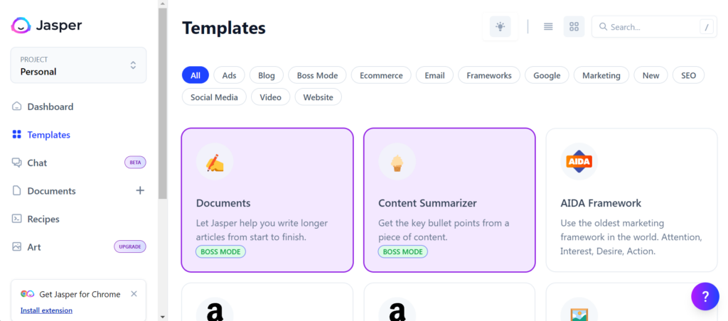 Jasper SEO templates