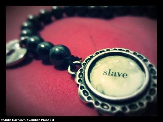 She also posted other bondage-themed photos, including this one showing an item adorned with the word 'slave'