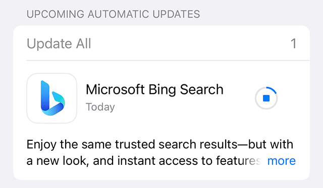 Update Bing Ios App