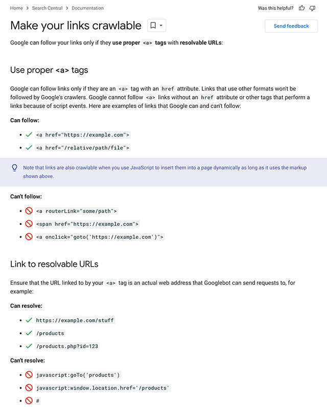 Create Crawlable Links Google Search Central Documentation Google Developers