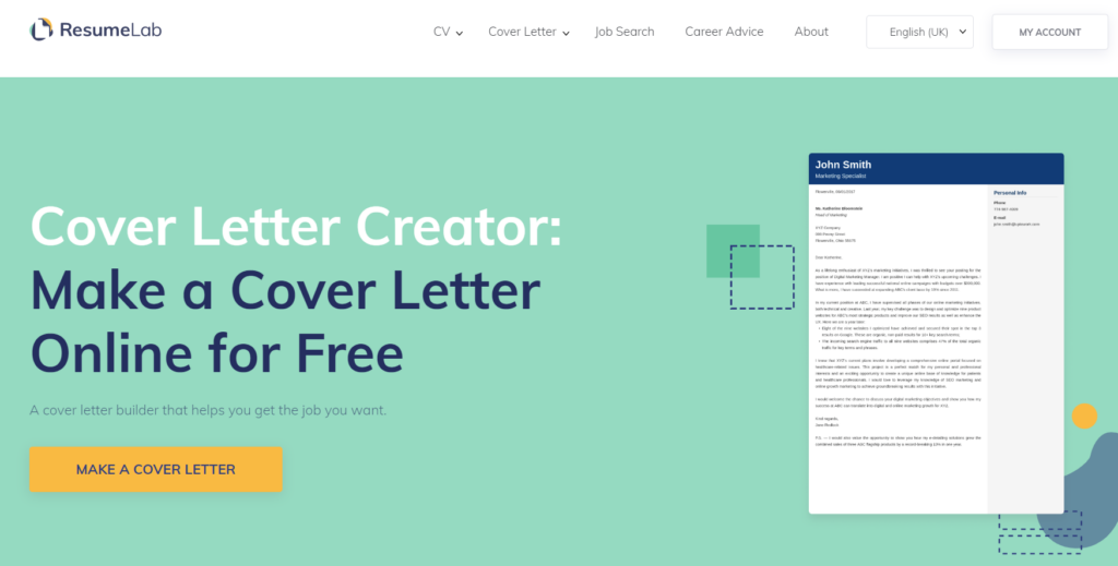 resume lab cover letter generator