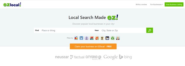 directory listings - ez local home page screen shot 
