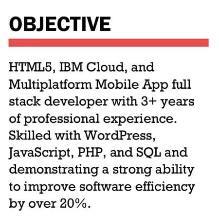 general resume objective example - Full Stack Developer
