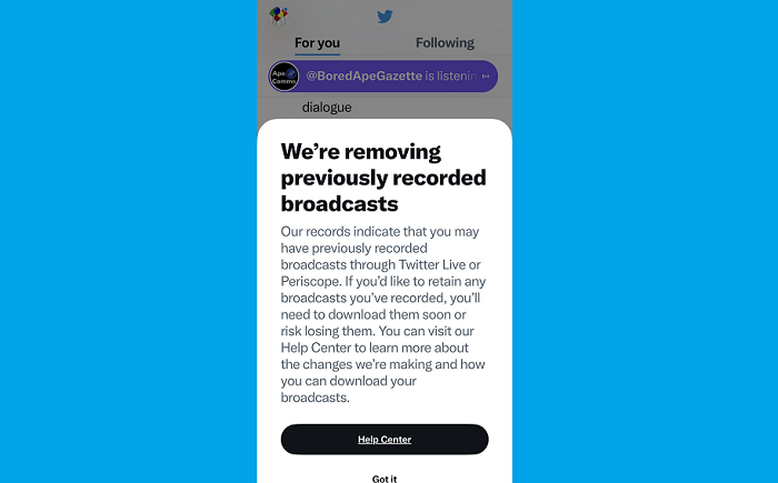 Twitter is Removing is Archive of Recorded Live-Streams