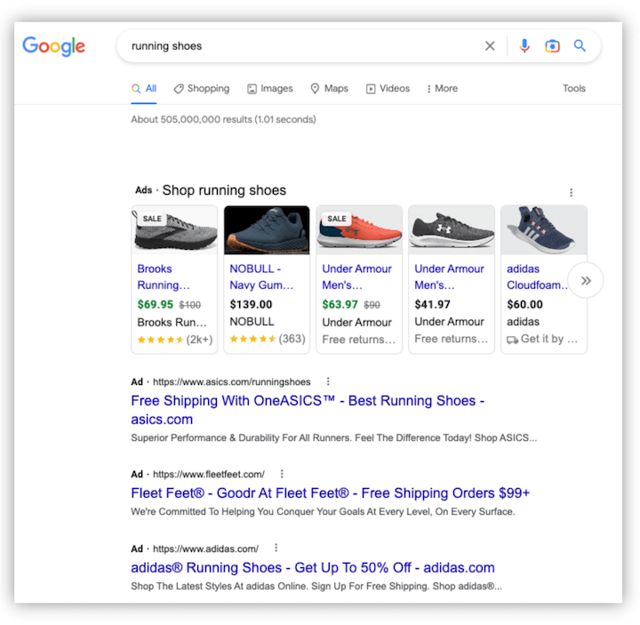 serp for running shoes