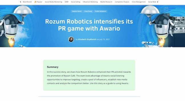 Case study example from Awario