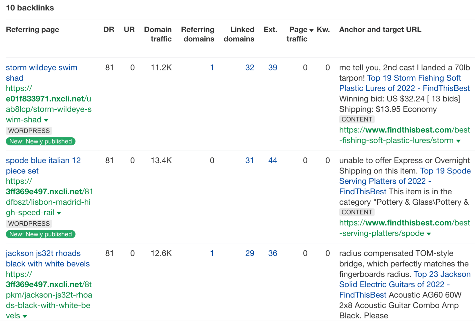 Referring domains report, via Ahrefs' Site Explorer
