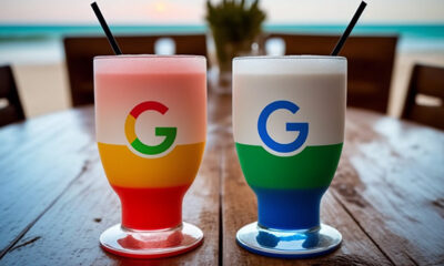 Två blandade drycker bord Google logotyp