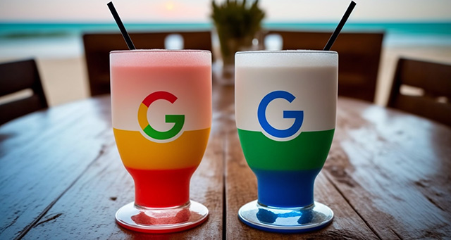 Two Blended Drinks Table Google Logo