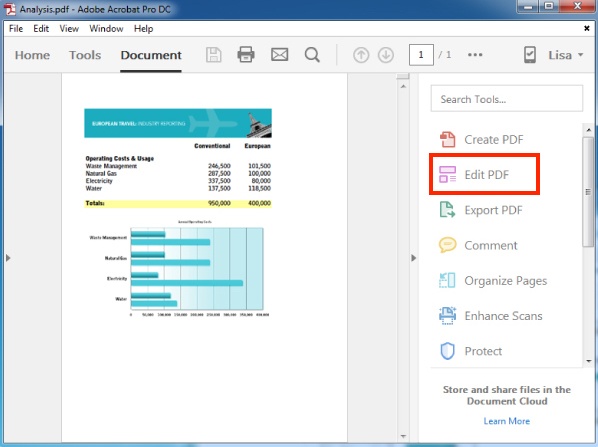 Editable PDF with panel of tools on Adobe Acrobat Pro DC