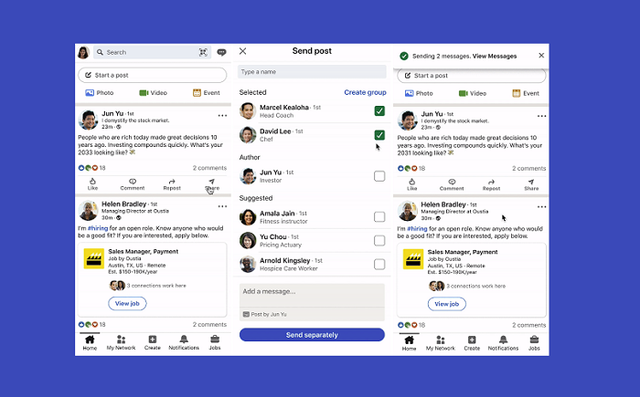 LinkedIn Adds New Option to Share a Post with Multiple Members at Once