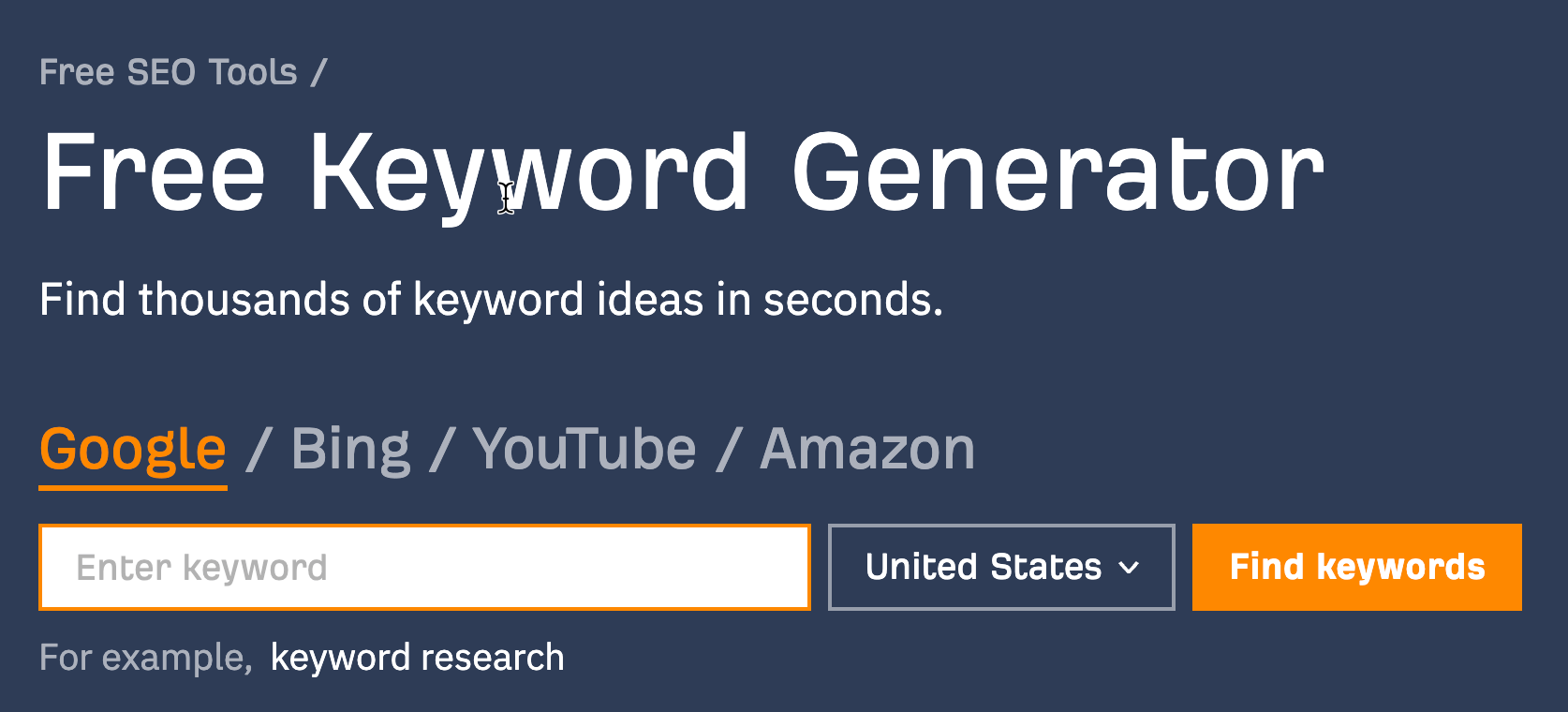 Ahrefs' free keyword generator