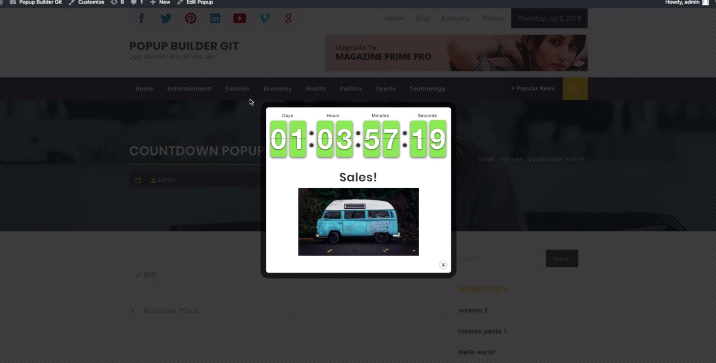 An example of a popup ad made through popup builder 