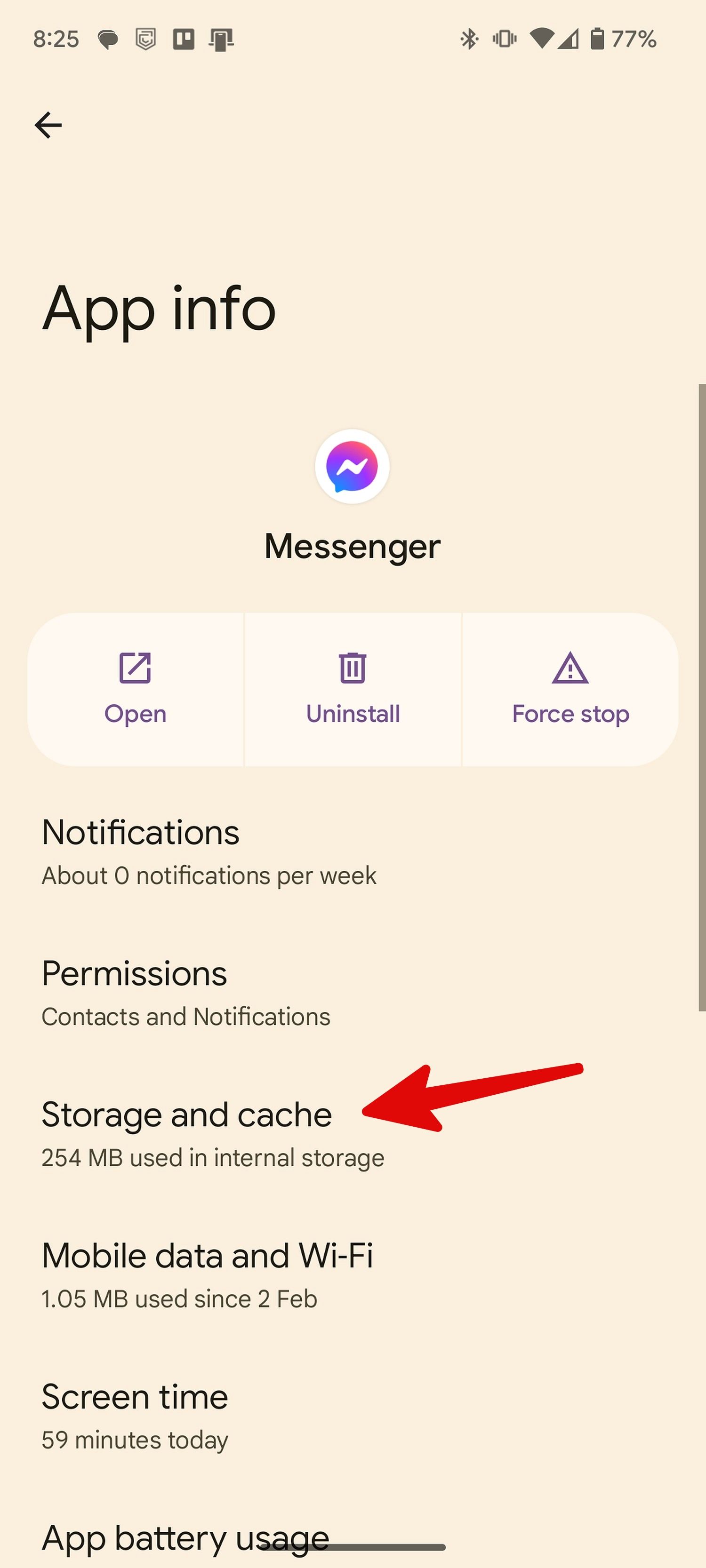 storage cache on Messenger