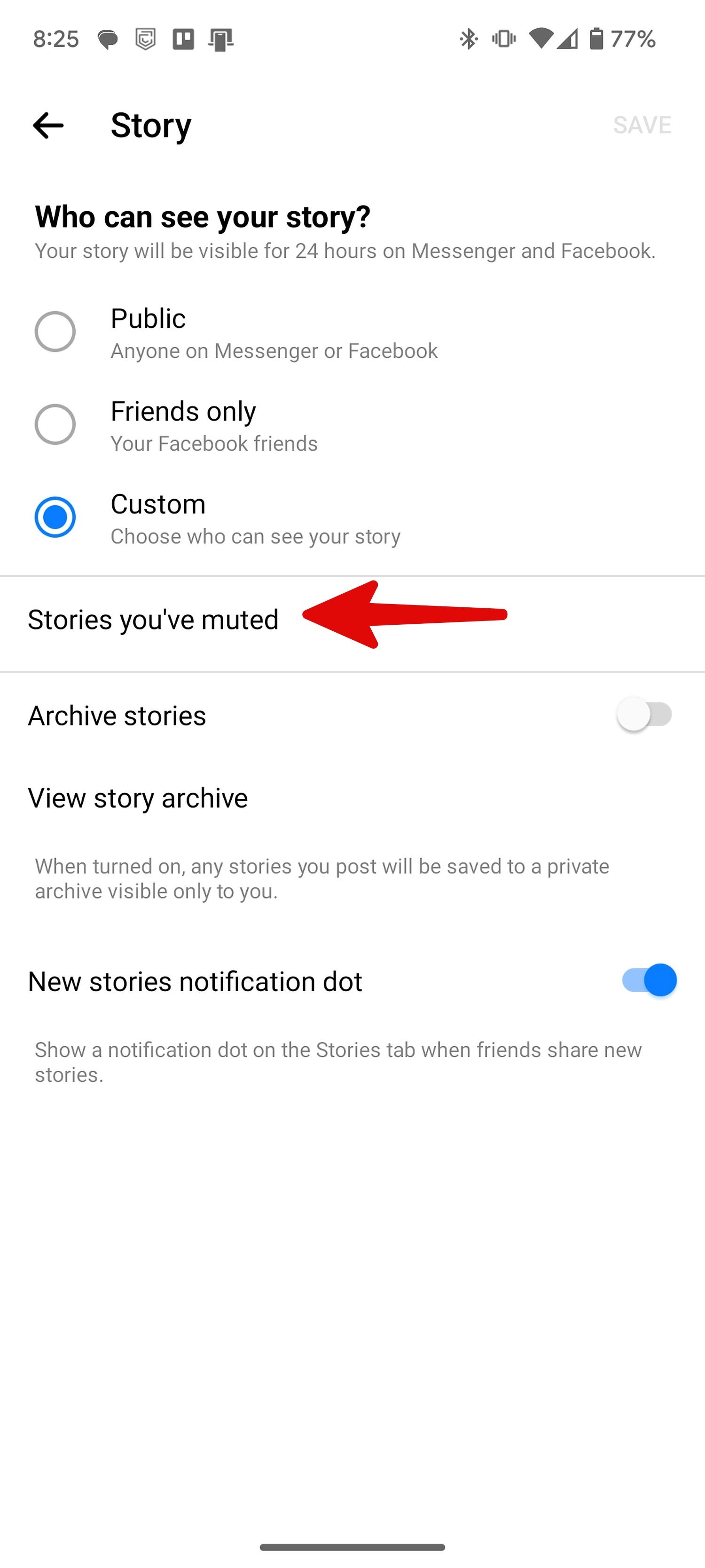 stories you have muted on Messenger