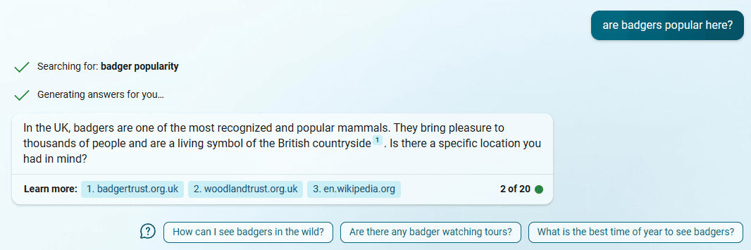bing are badgers popular here