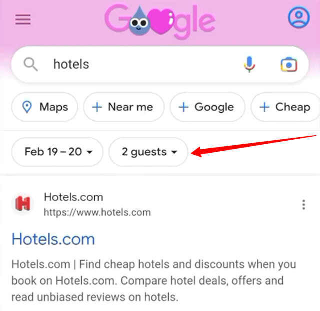 Google Search Hotels Date Occupancy Filter