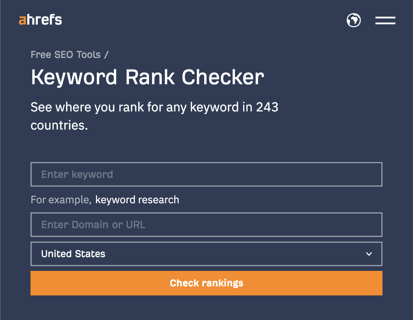 Ahrefs' free keyword rank tracker 
