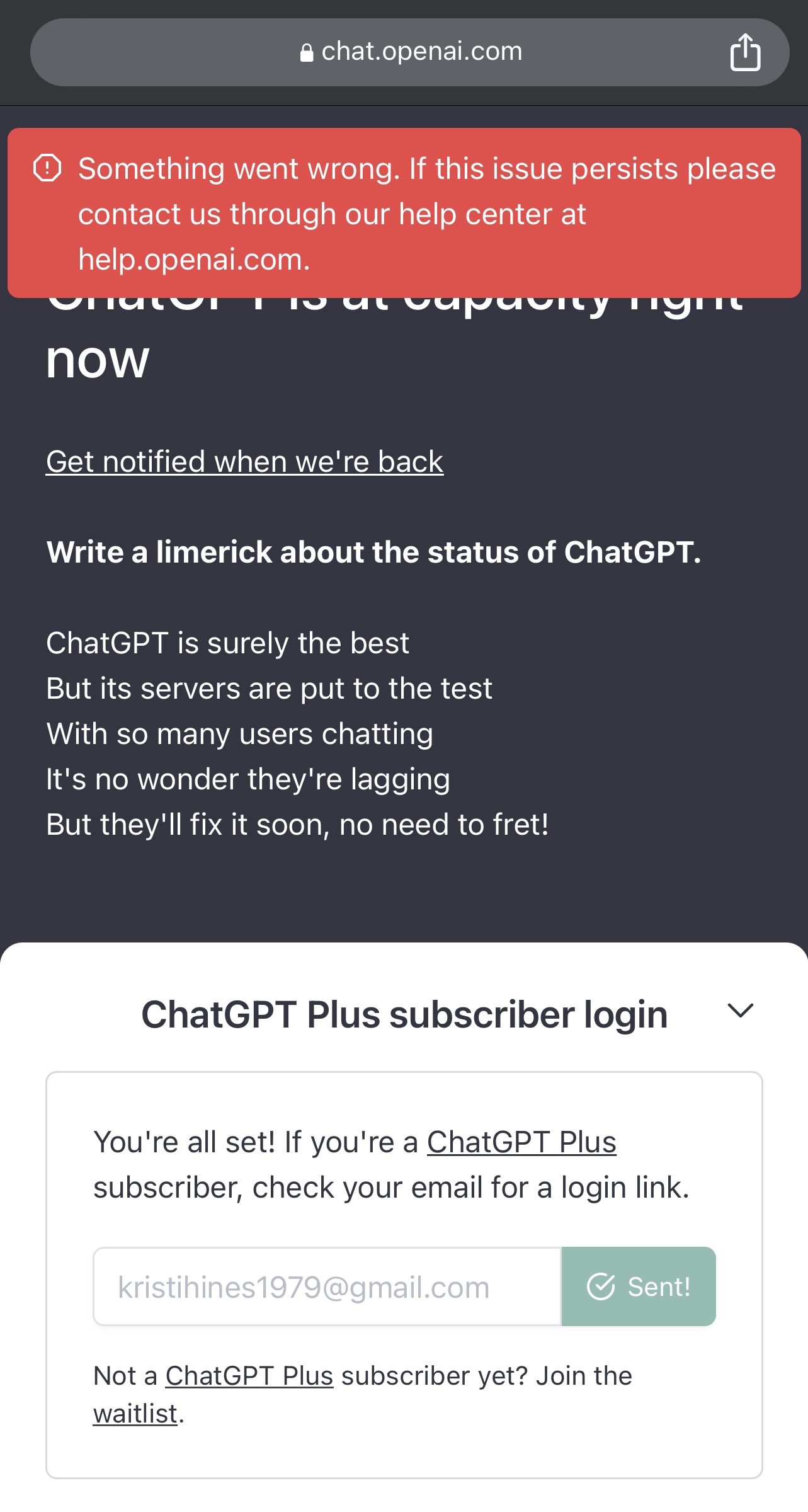 ChatGPT är nere: OpenAI rapporterar stora avbrott för ChatGPT och Labs-användare