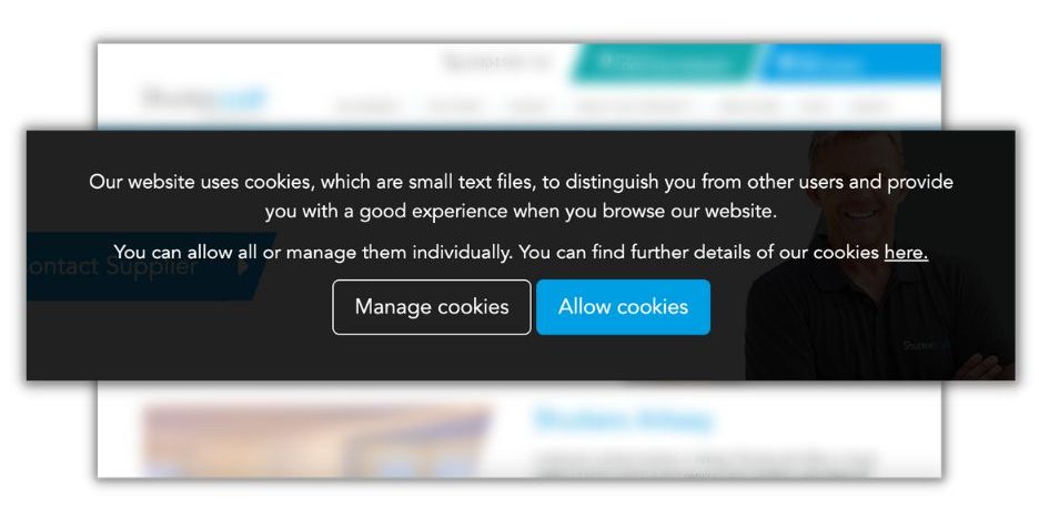 cookie consent banner example that explains a cookie is a small text file