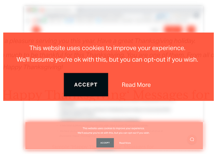cookie consent banner example - this website uses cookies