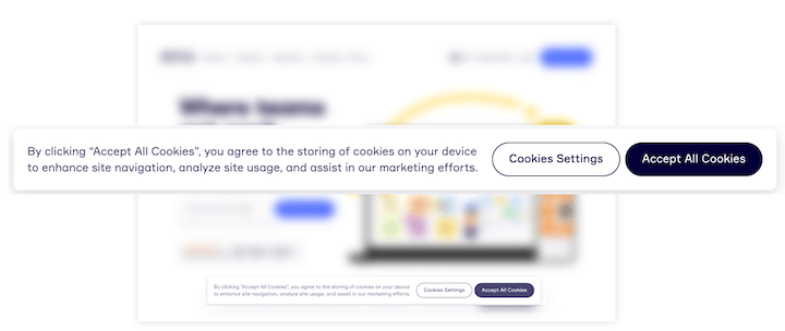 cookie consent banner example - by clicking accept