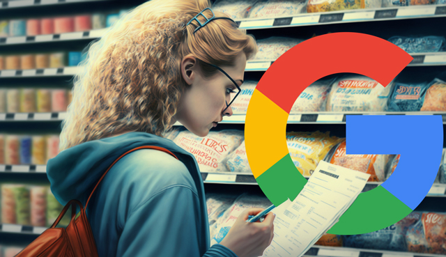 Woman Shopping Price List Google Logo
