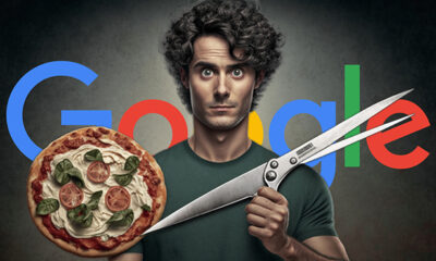 Man With Pizza And Haircuts Scissors Google