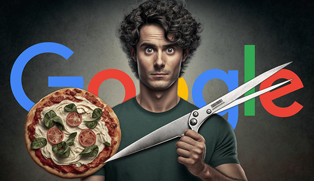 Man With Pizza And Haircuts Scissors Google