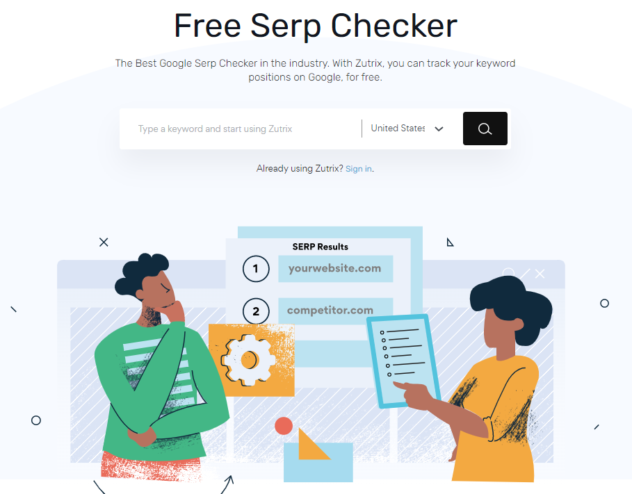 zutrix free serp checker screenshot