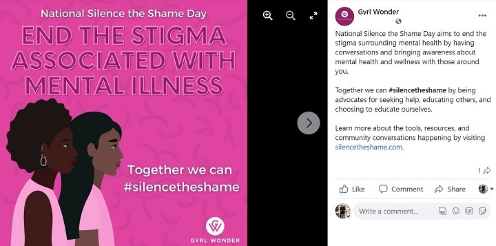 may marketing ideas - silence the shame day social media post example