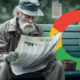 Old Man Reading Paper On Bench Google Logos