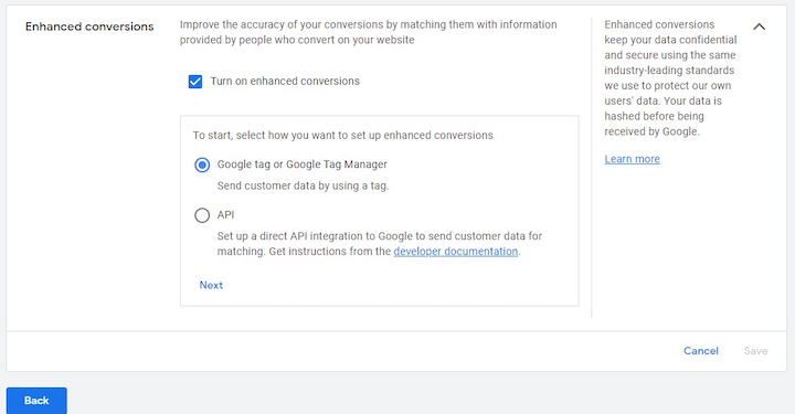 google ads enhanced conversions setup - tag manager setup