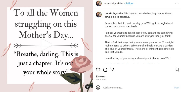 mothers day instagram captions - example of inclusive mothers day post