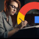 Woman Writing Sofa Google Logo
