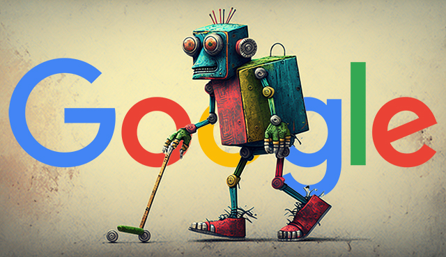 Old Google Robot Walking Cane