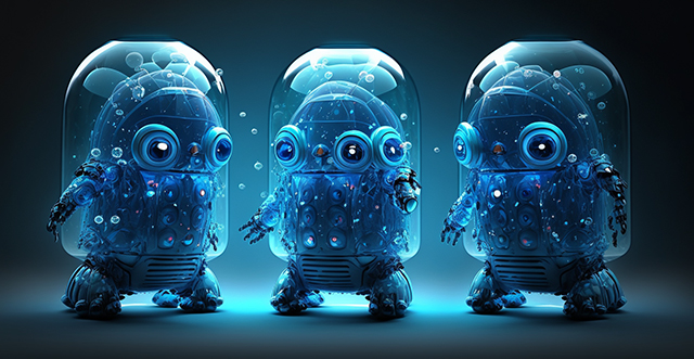 Blue Transparent Robot