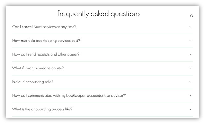 faq page example - services faq page example