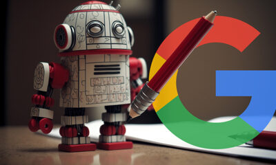Robot Editing Paper Pen Google Logo