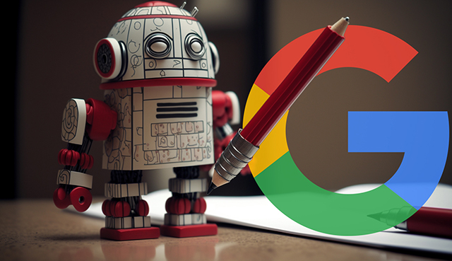 Robot Editing Paper Pen Google Logo