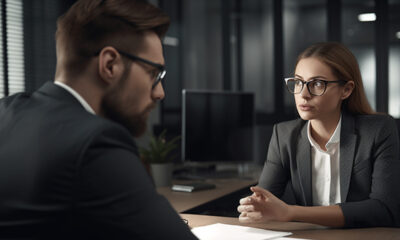 Woman Interview Man Job Office Desk