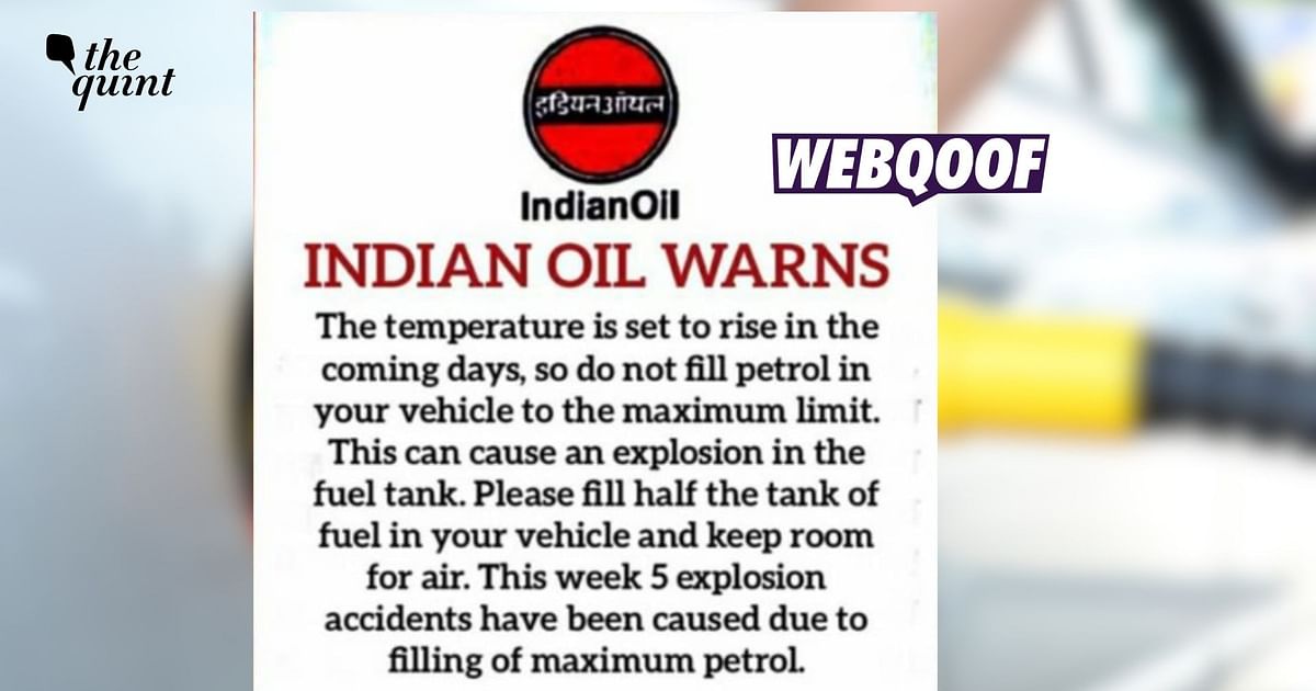 Check | Has Indian Oil Warned Against Filling the Fuel Tank to Maximum Limit?