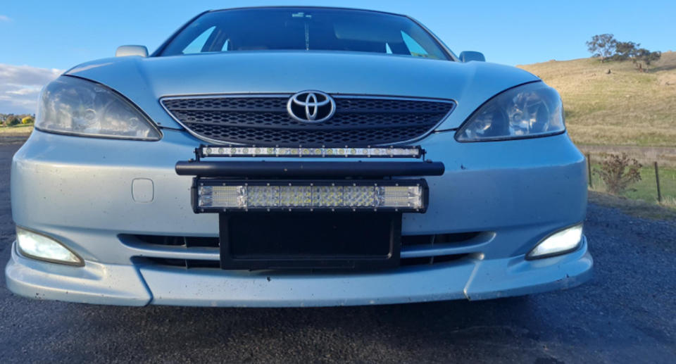 The number plate covers on the Toyota Camry the Melbourne man was driving. 