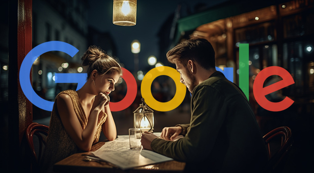 Couple Eating Restaurant Outside Google Logos