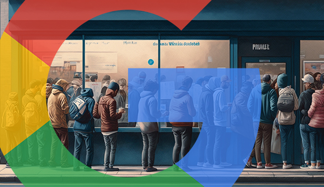 Google Logo Overlayed Store Fronts Lines People