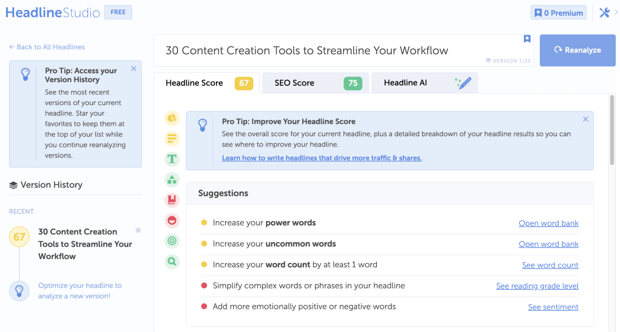 CoSchedule Headline Studio dashboard