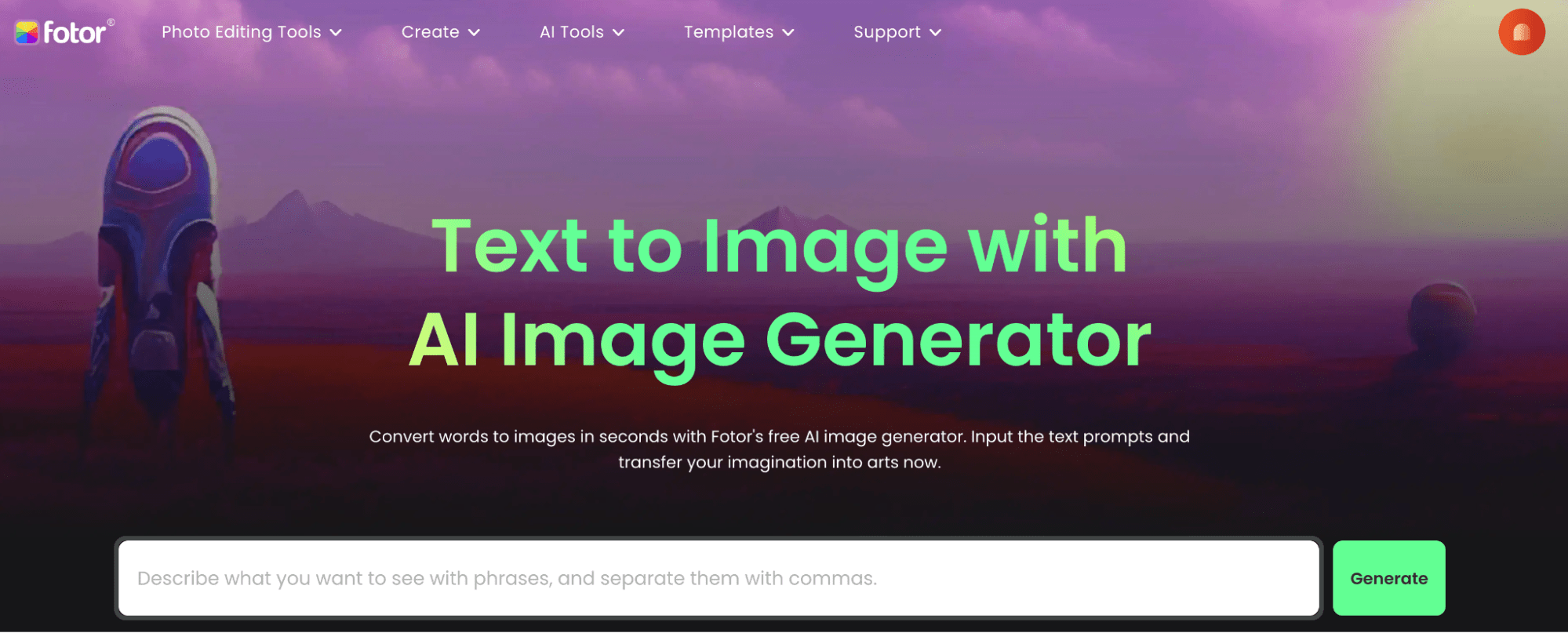 Fotor's AI image generator